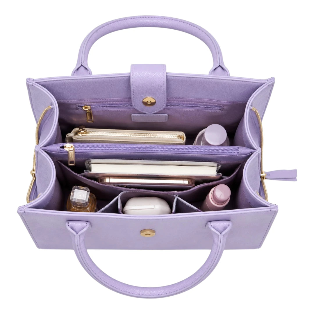 Totevia Women's Lavender Faux Leather Tote Handbag