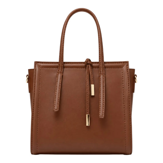 Totevia Women's Brown Faux Leather Mini Structured Tote Handbag