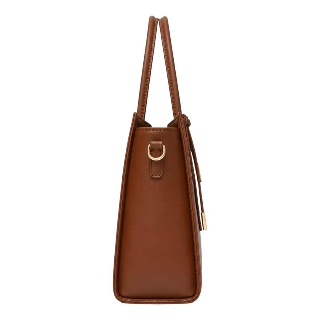 Totevia Women's Brown Faux Leather Mini Tote Handbag