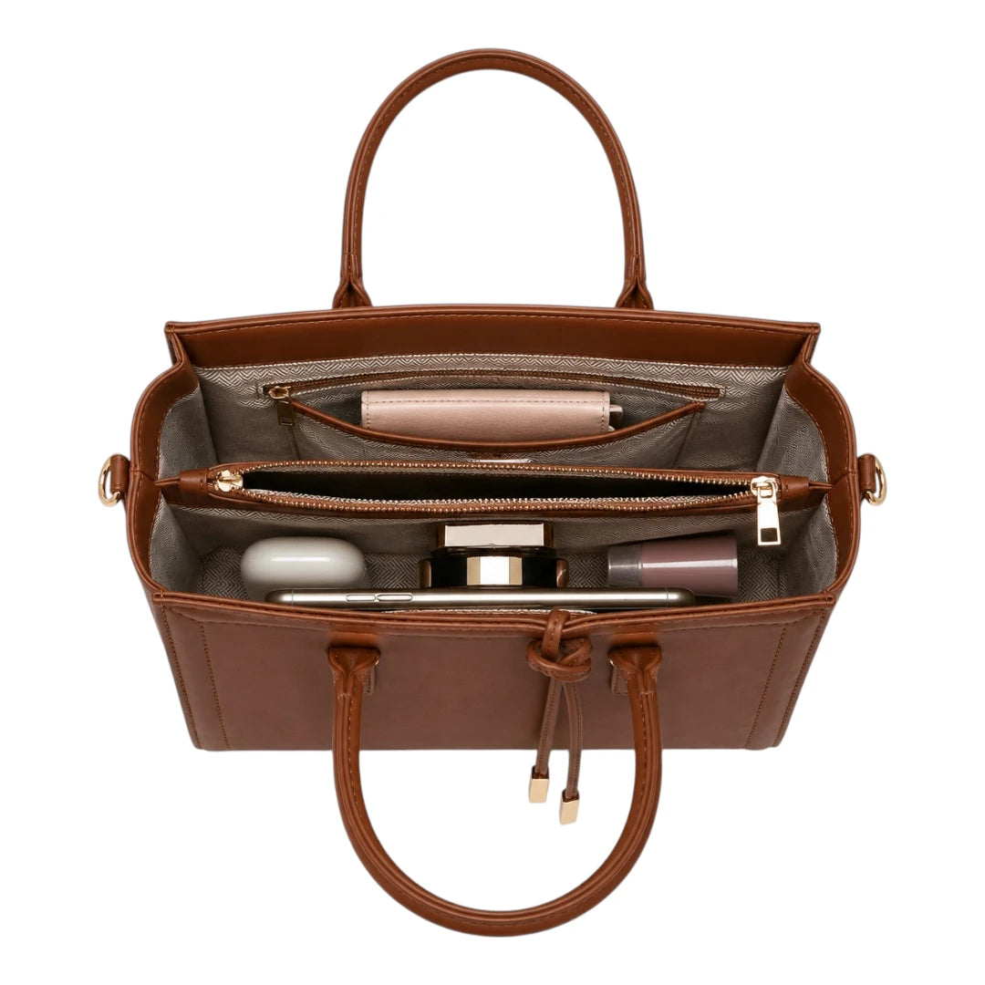 Totevia Women's Brown Faux Leather Mini Tote Handbag