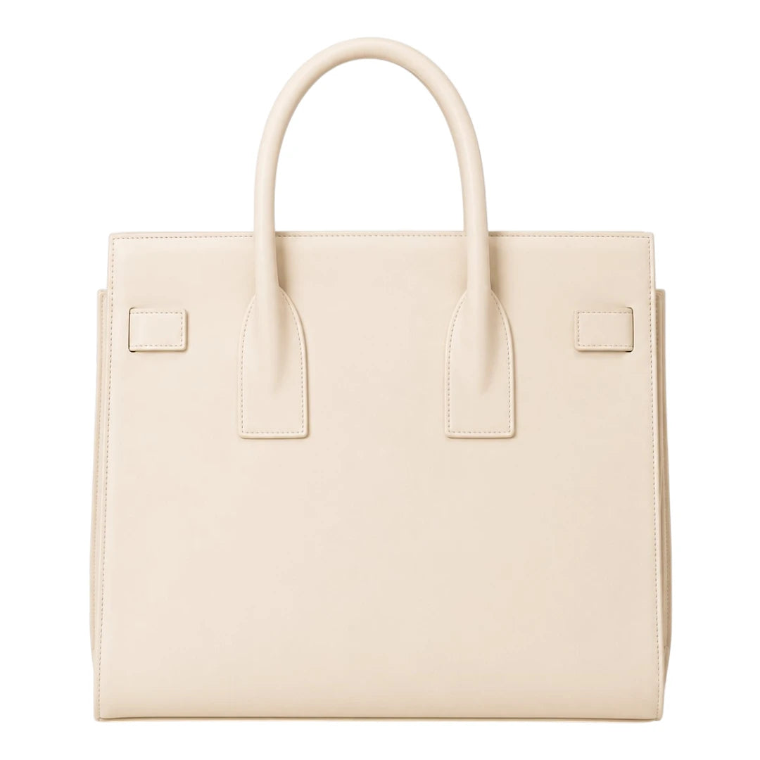 Totevia Women's Ivory Luxe Faux Leather Tote Handbag