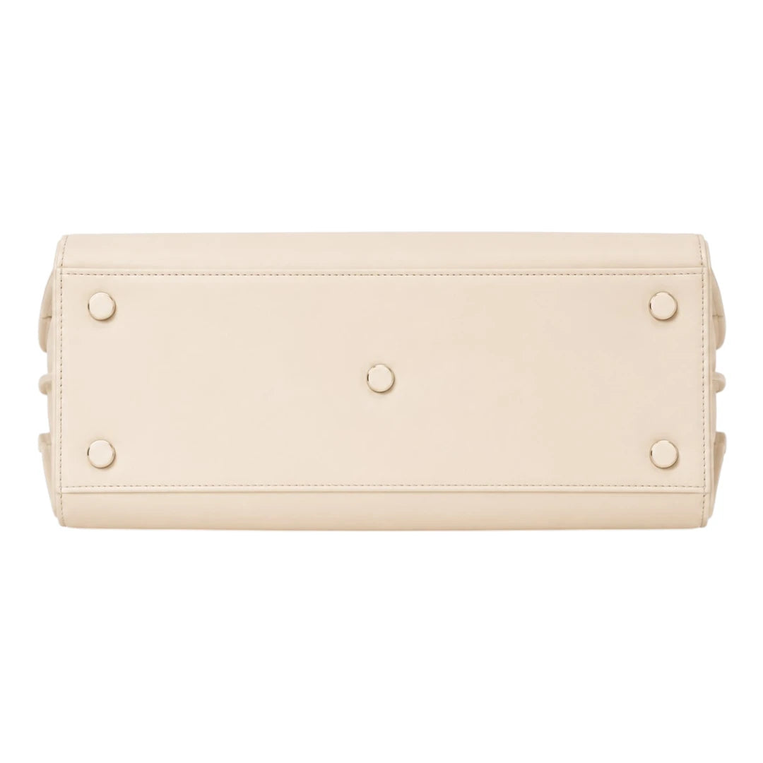 Totevia Women's Ivory Luxe Faux Leather Tote Handbag