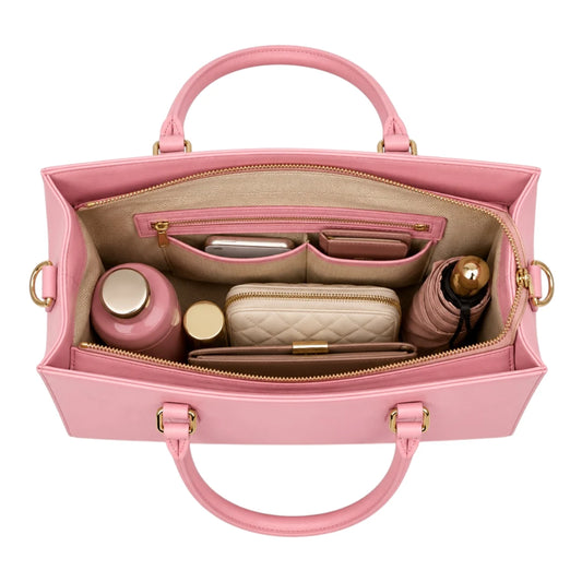 Totevia Women's Pink Faux Leather Top Handle Tote Bag