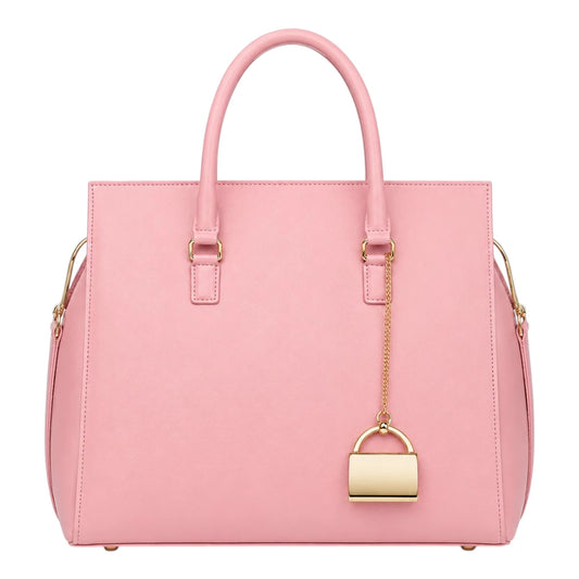 Totevia Women's Pink Faux Leather Top Handle Tote Bag