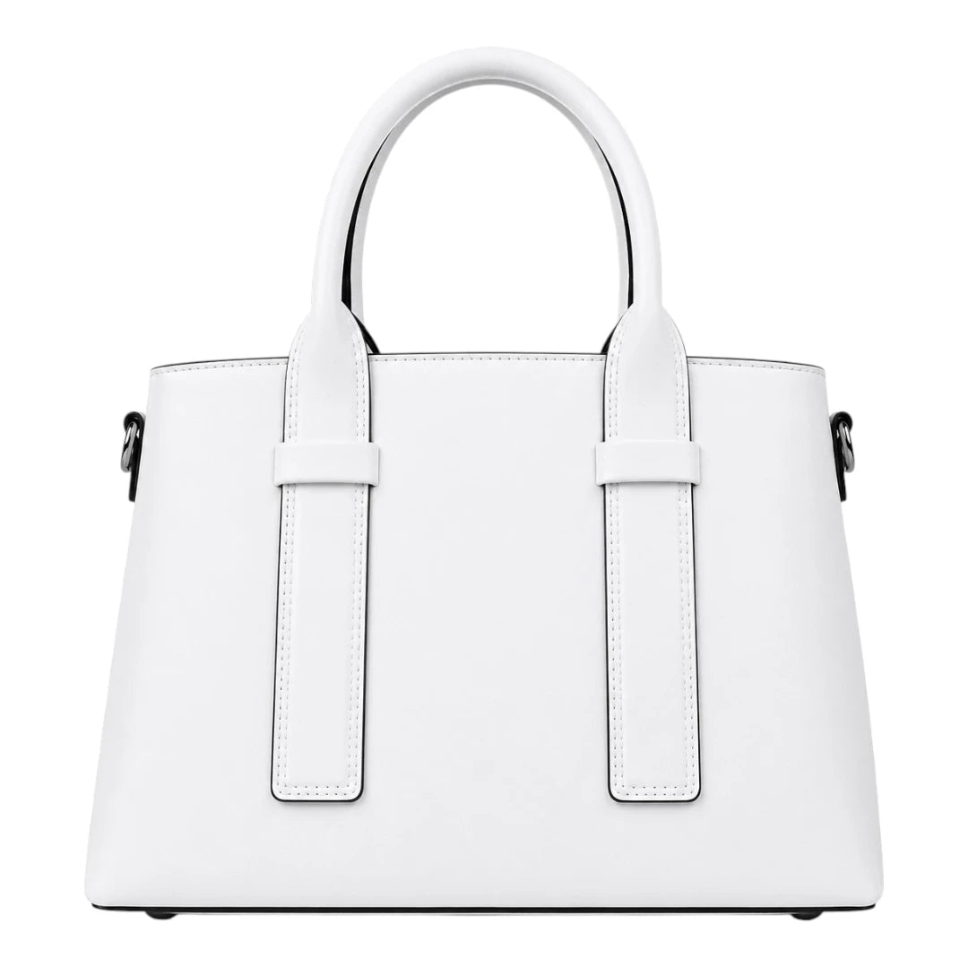 Totevia Women's White Structured Faux Leather Handle Handbag