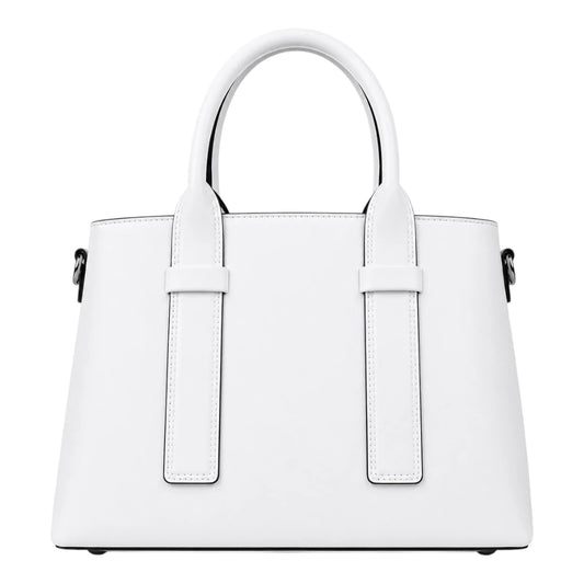 Totevia Women's White Structured Faux Leather Top Handle Handbag