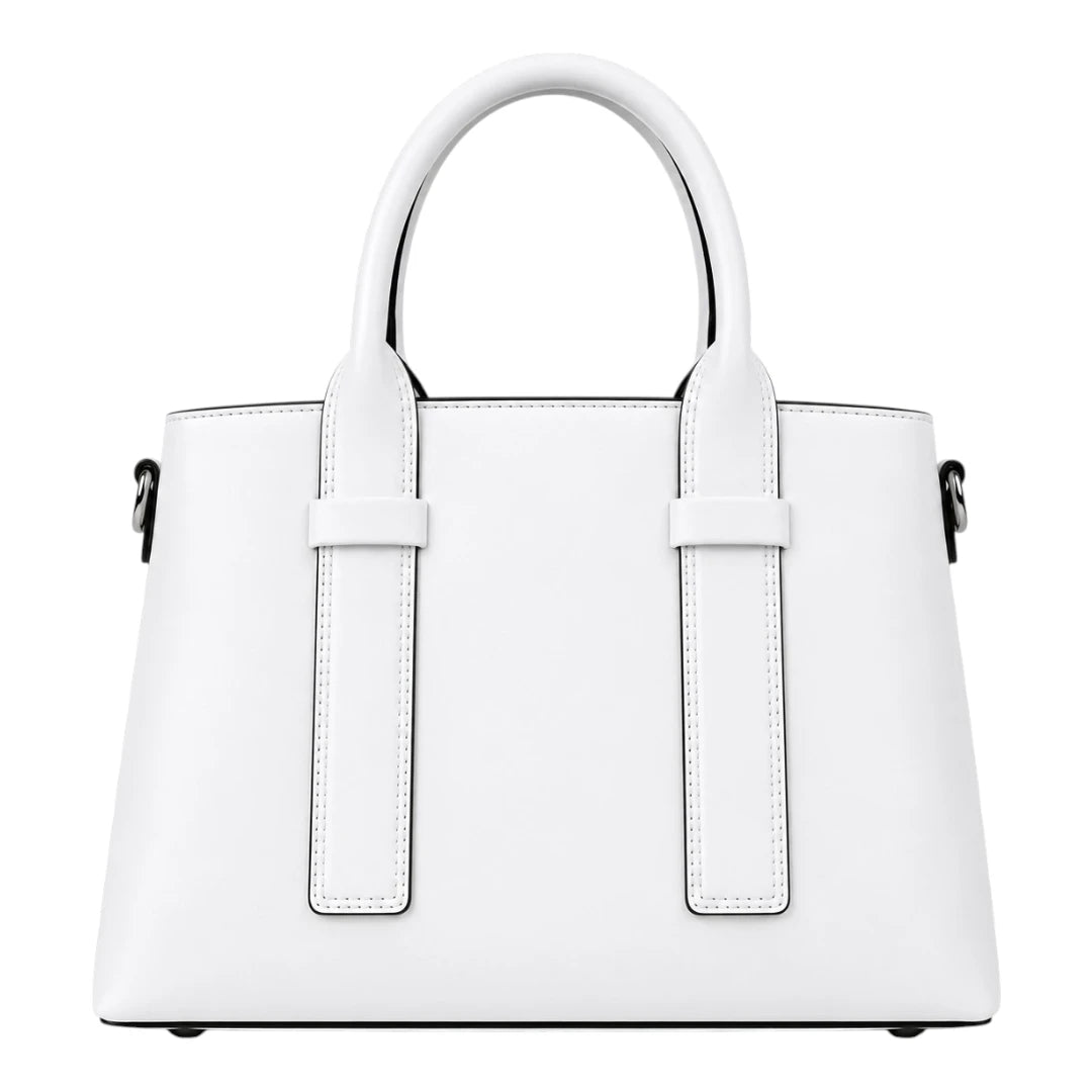 Totevia Women's White Structured Faux Leather Handle Handbag
