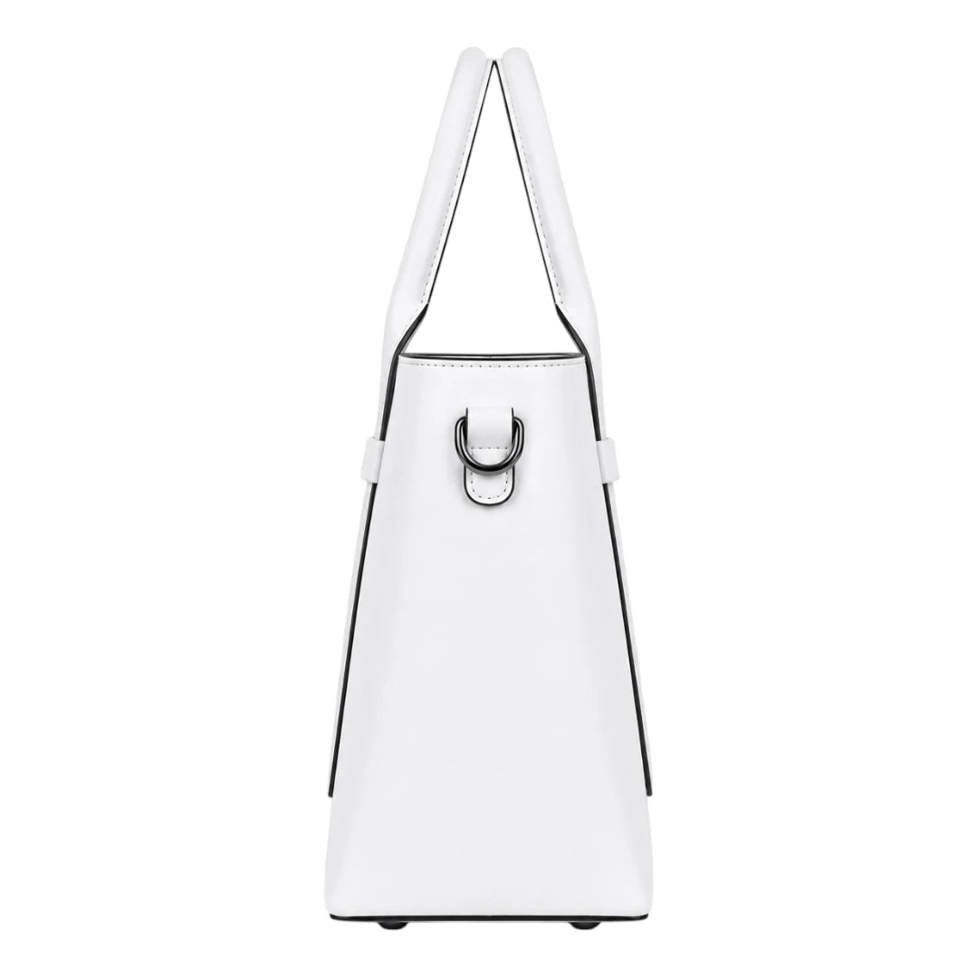 Totevia Women's White Structured Faux Leather Handle Handbag